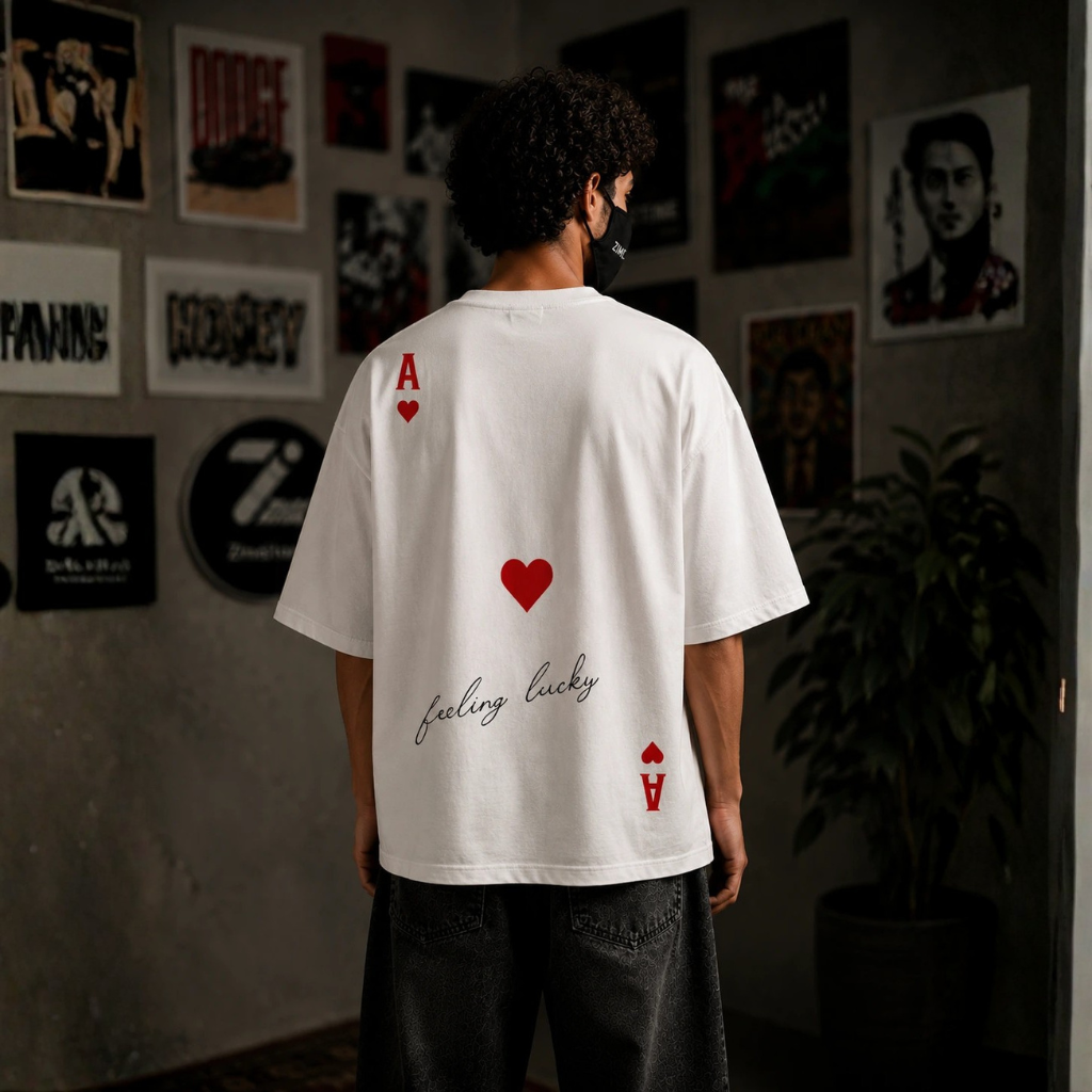 Lucky Card Graphic Drop-Shoulder Tee