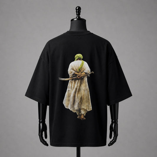 "Sahib-E-Zulfiqar Back-Print Oversized Black T-Shirt