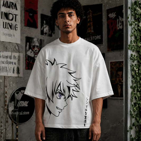 Silver Assassin Graphic Drop-Shoulder Tee