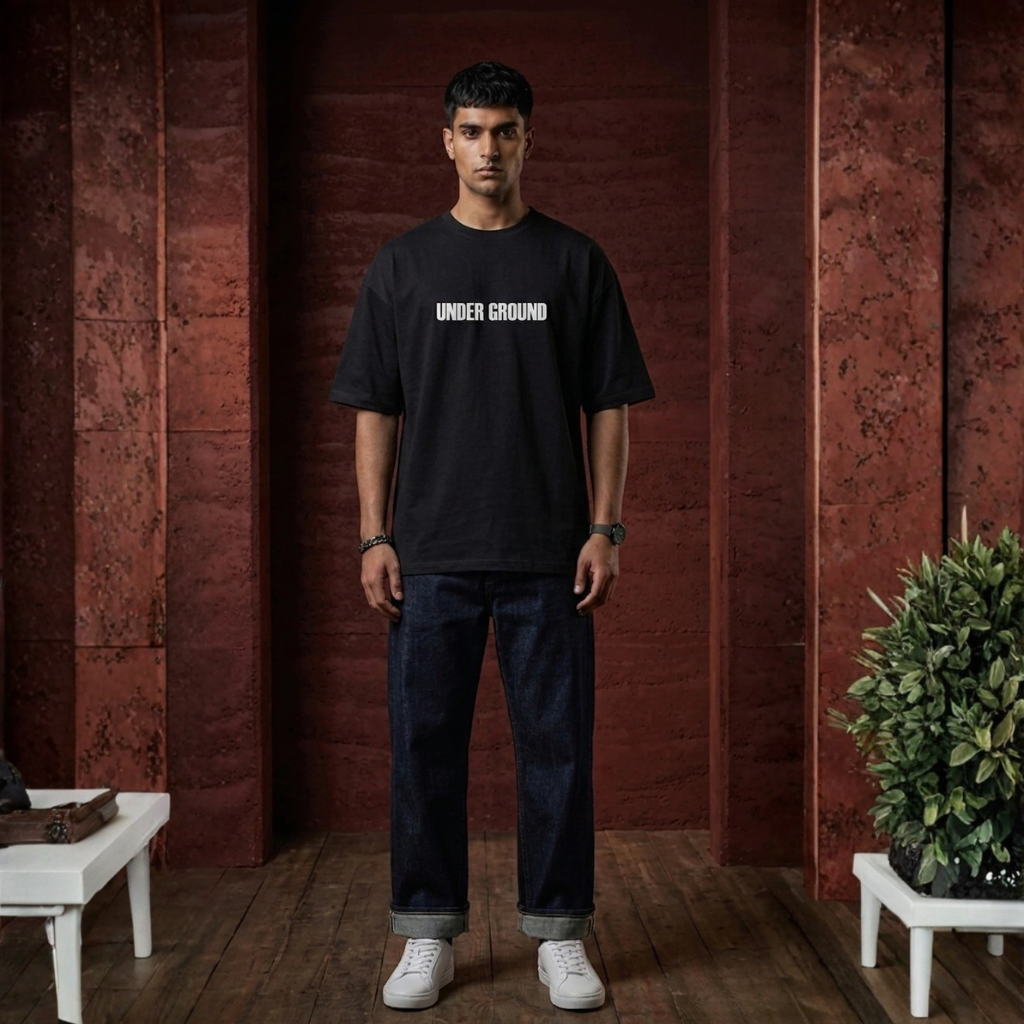 Subculture Typography Graphic Drop-Shoulder Tee