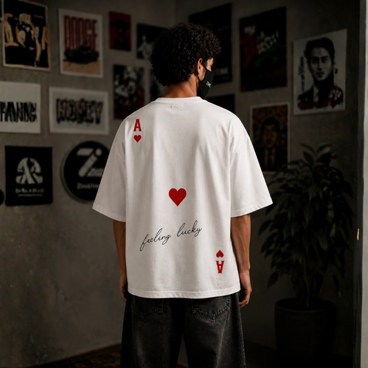 Lucky Card Graphic Drop-Shoulder Tee