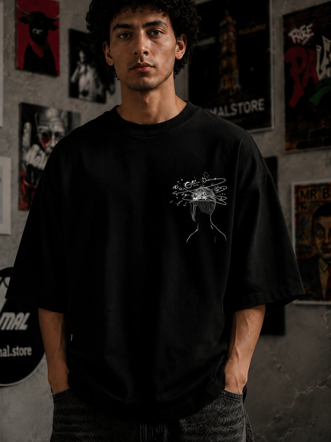 Cosmic Mind Oversized T-Shirt – Black