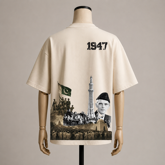 Pakistan Independence 1947  Oversized Cream T-Shirt