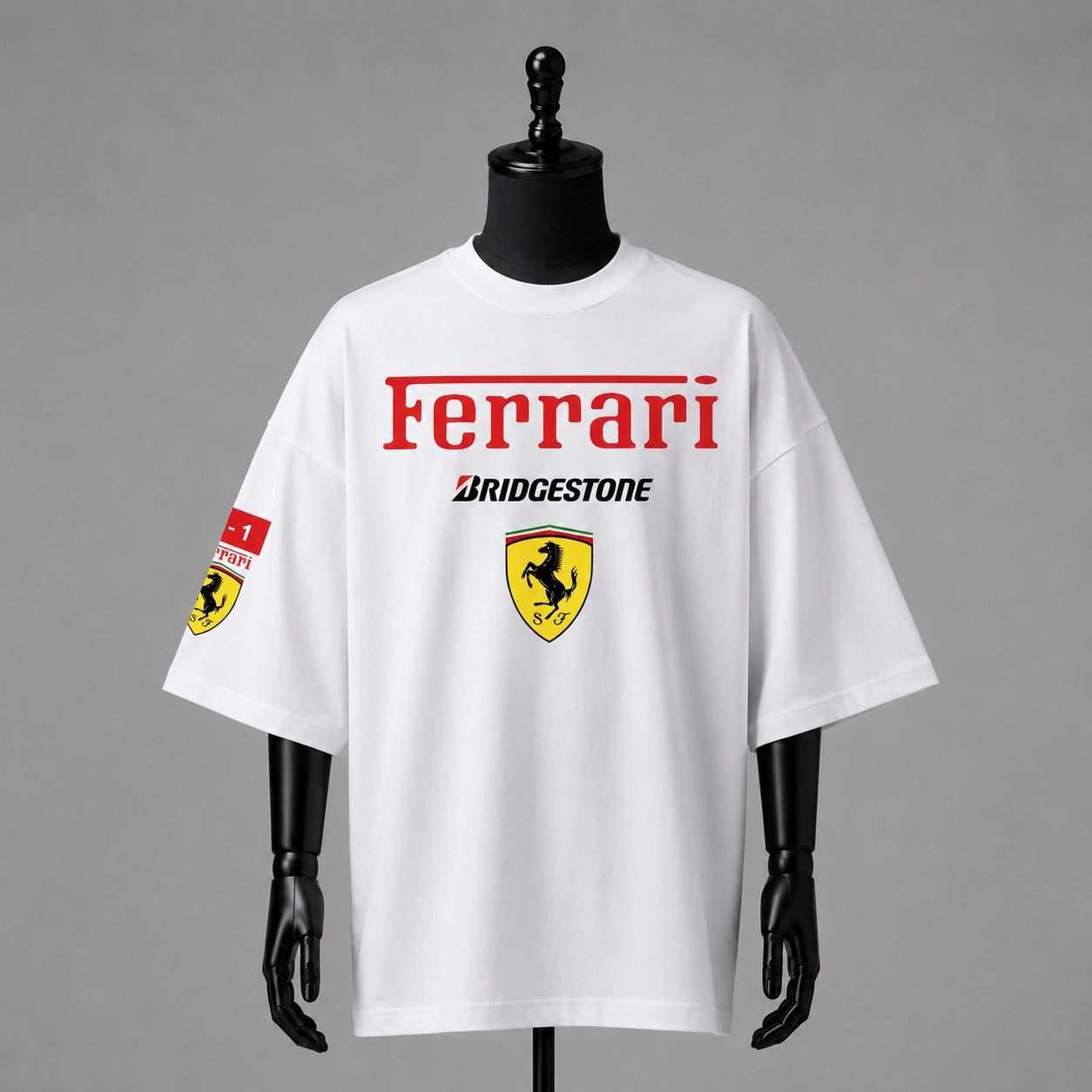 Ferrari Racing Oversized White T-Shirt – Motorsport Edition