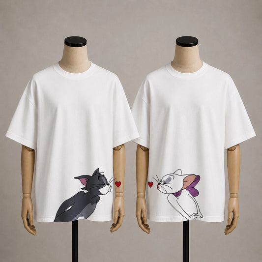 Tom & Toodles (2 Shirts) | Retro Cartoon Matching Couple Oversized Tees