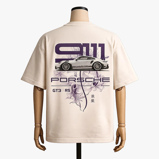Porsche 911 GT3 RS | Japanese Aesthetic Beige Oversized Tee